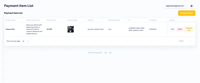 Products page
