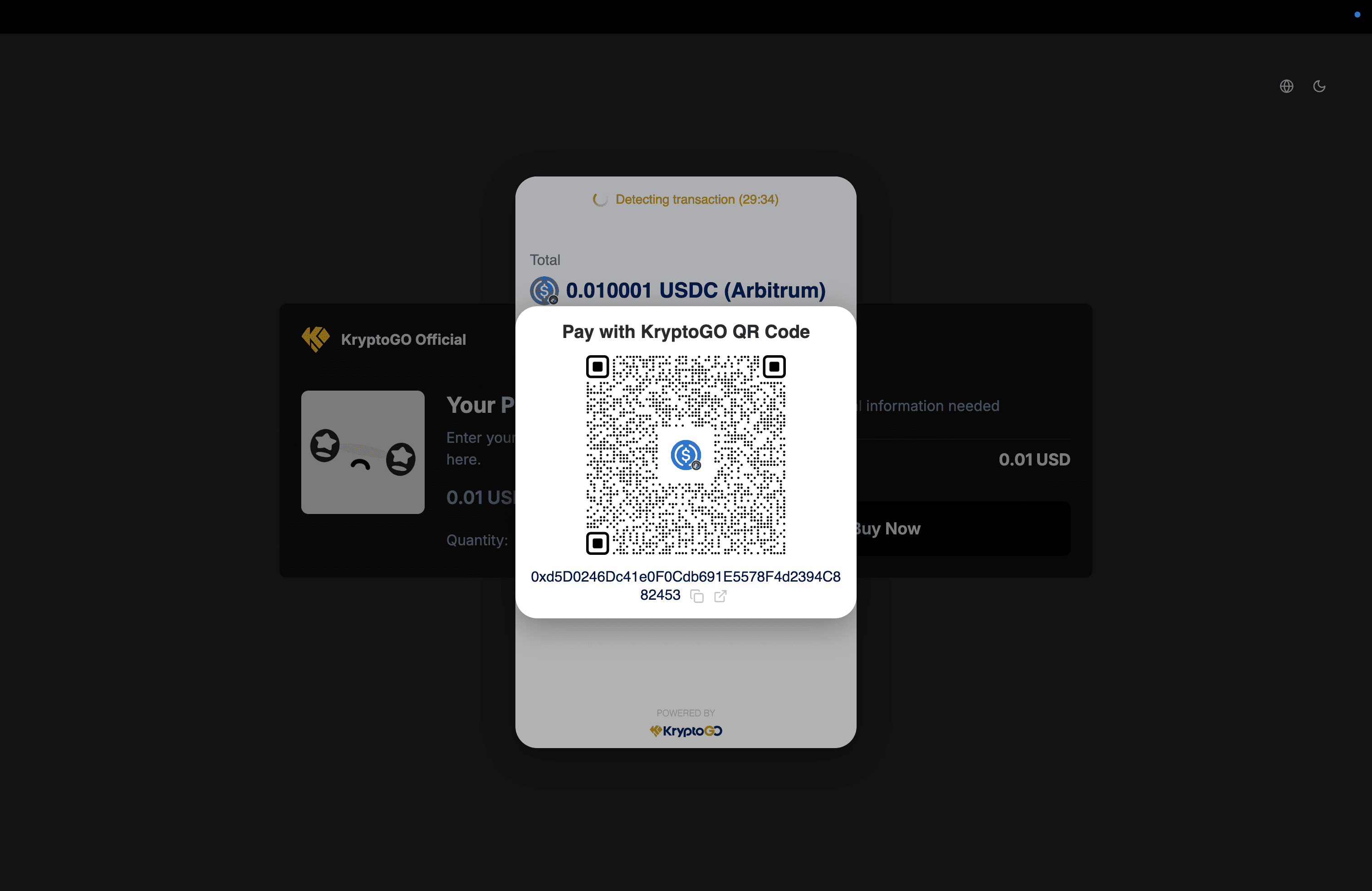 pay via kryptogo wallet