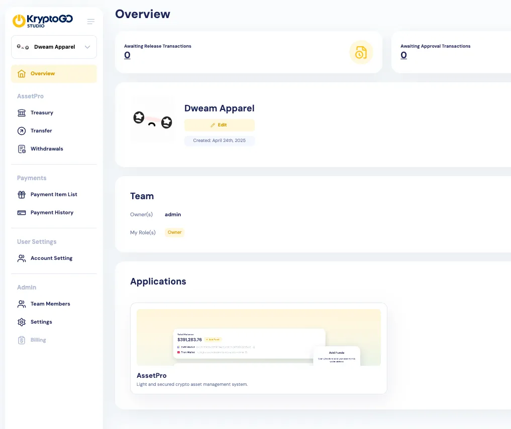 Overview page setup