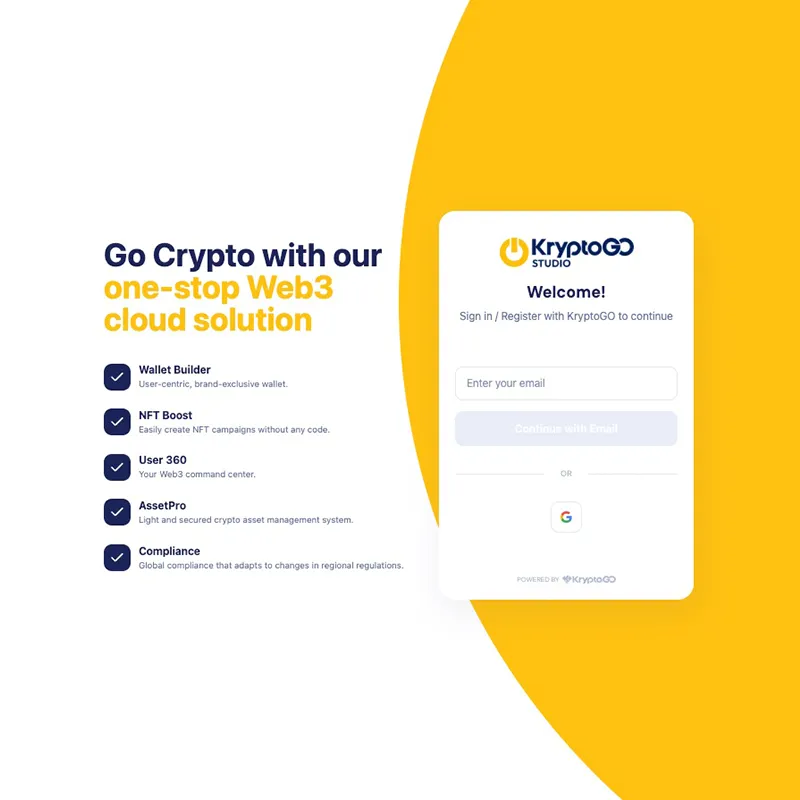 Sign up for KryptoGO Studio